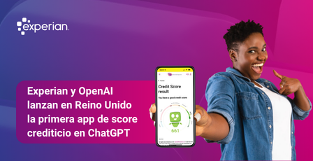 Imagen corporativa de Experian sobre innovación financiera y el lanzamiento de la primera app de score crediticio en ChatGPT en Reino Unido